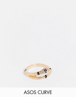 ASOS DESIGN Curve ring with wrap snake design in gold tone