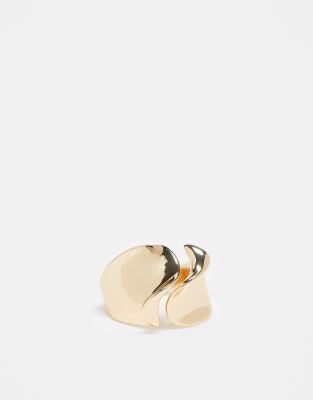 Asos Design Curve Ring With Wraparound Design In Gold Tone