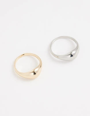 ASOS DESIGN Curve - Ringe in Gold- und Silberoptik mit Bläschendesign, 2er-Pack-Bunt