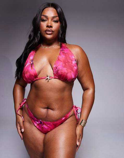 ASOS DESIGN Curve - Rio - Pink bikini med blomstermønster - view 1