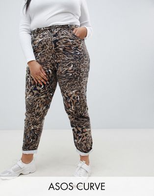 leopard print mom jeans