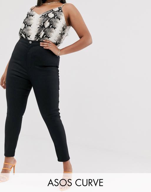 ASOS DESIGN Curve – Rivington – Czarne jeansowe jegginsy ze stretchem, z podwyższonym stanem