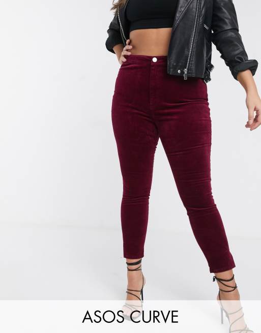 ASOS RIVINGTON High Waist Denim Jeggings in Red