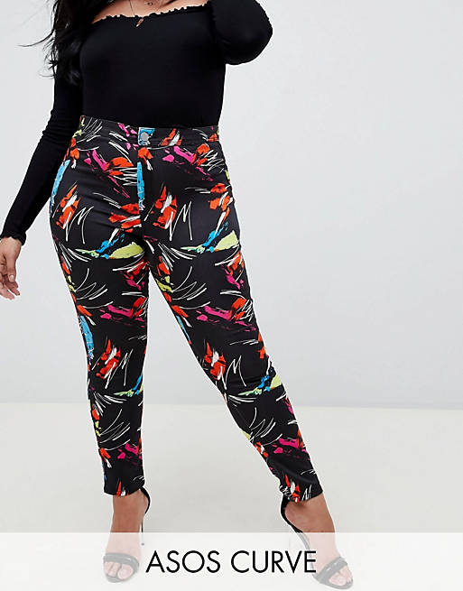 ASOS DESIGN Curve Rivington high waisted jeggings in 90s print