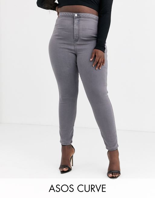 ASOS DESIGN Petite rivington high waisted jeggings in smokey grey wash