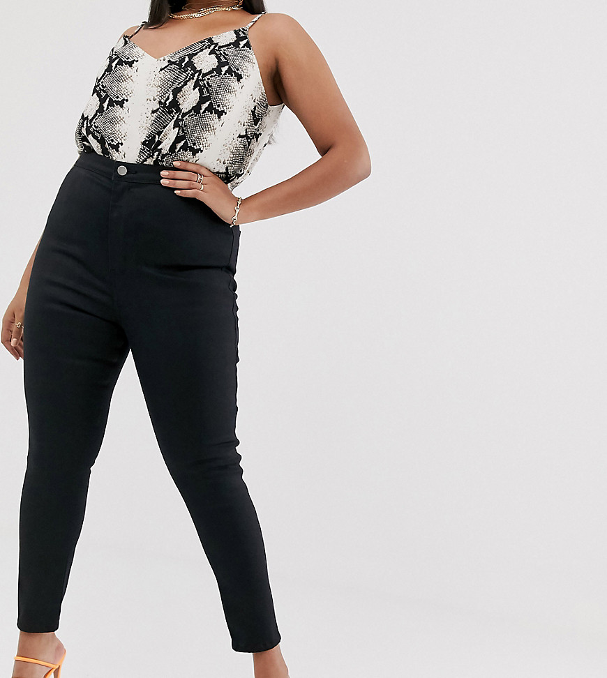 Rivington plus-size jeggings by ASOS DESIGN Part of our responsible edit High rise Concealed fly Two back pockets Super-skinny fit Cut very closely from hips to hem