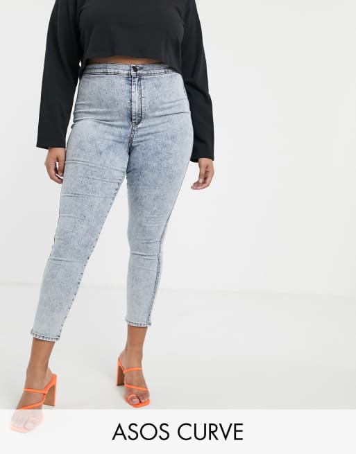 ASOS DESIGN Curve – Rivington – Jeggings in Vintage-Acid-Waschung mit hohem Bund