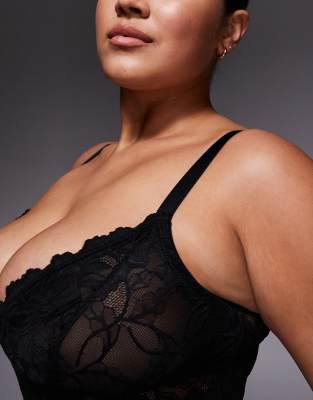 Asos Curve Asos Design Curve Robbie Lace Cut Out Longline Bra In Animal Print