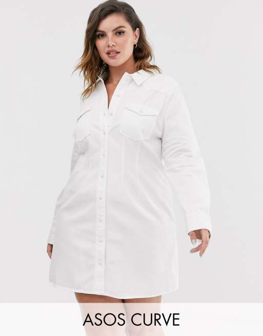 ASOS DESIGN Curve Robe chemise ajust e en jean style western Blanc