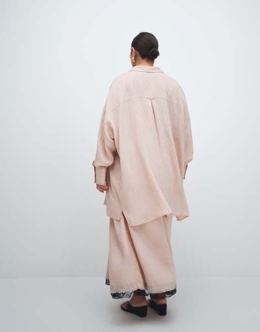ASOS DESIGN Curve - Robe chemise d'ensemble oversize en popeline rayée - Rose, 3 de 11