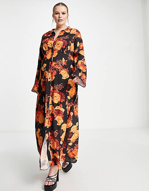 Robe chemise mi-longue avec boutons à lavant et imprimé fleuri varié Asos Femme Vêtements Robes Chemise Mi Longue 