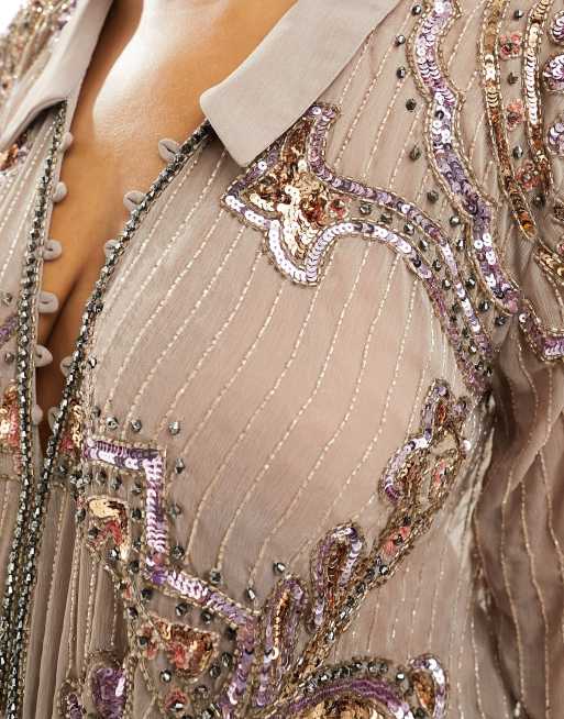 ASOS DESIGN Curve - Robe courte à ornements avec col et passants de boutons - Mauve, 4 de 4