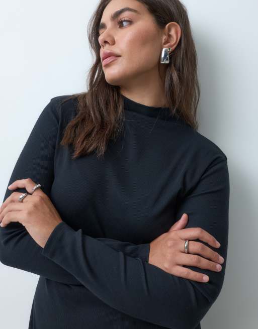 ASOS DESIGN Curve robe courte côtelée en coton noire, 4 de 5