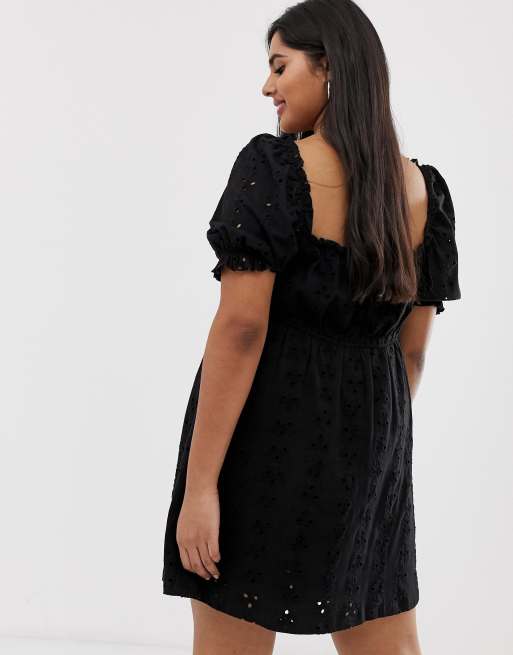 ASOS DESIGN Curve Robe courte en broderie anglaise style champ tre