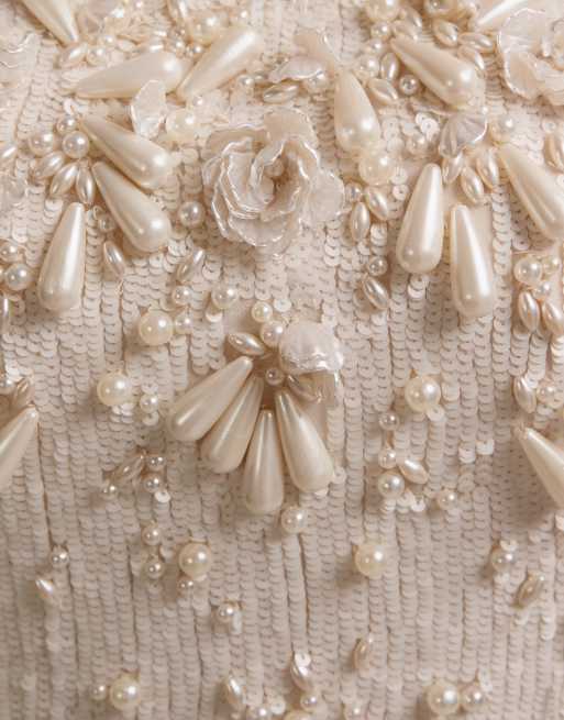 ASOS DESIGN Curve - Robe courte ornée de perles - Ivoire, 4 de 5