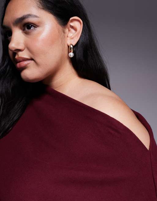 ASOS DESIGN Curve - Robe courte ultra-douce à manches longues et épaules tombantes - Mûre, 3 de 4