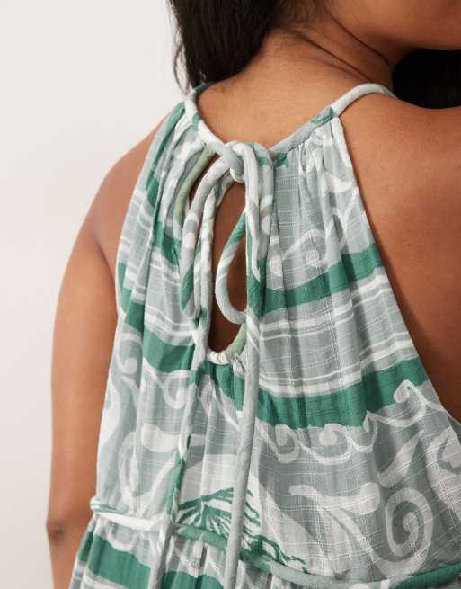 ASOS DESIGN Curve - Robe d'été courte dos nu à volants avec larges bordures - Imprimé mixte bleu, 2 de 4