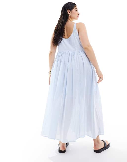 ASOS DESIGN Curve Robe d ete mi longue fluide Bleu ciel