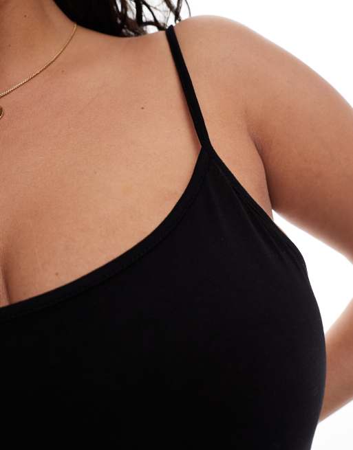 ASOS DESIGN Curve - Robe longue à bretelles fines et dos échancré - Noir, 3 de 4