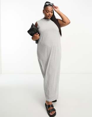 ASOS DESIGN Curve - Robe longue sans manches - Gris