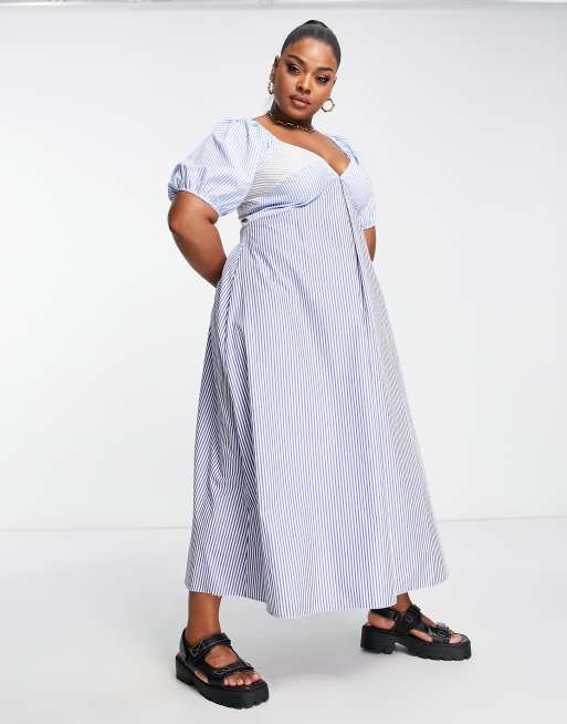 ASOS DESIGN Curve Robe mi longue en coton rayures vari es ASOS