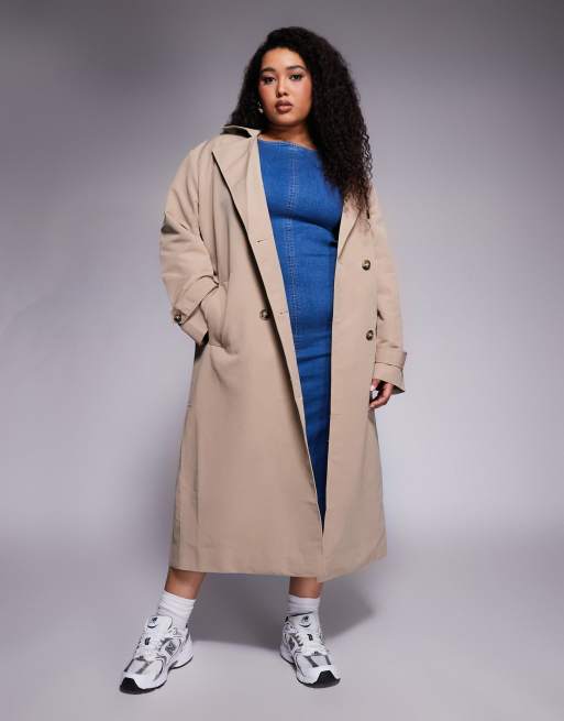 ASOS DESIGN Curve - Robe mi-longue en jean minimaliste - Bleu foncé délavé, 2 de 4