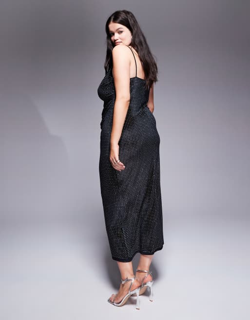 ASOS DESIGN Curve Robe mi-longue en velours à ornements avec