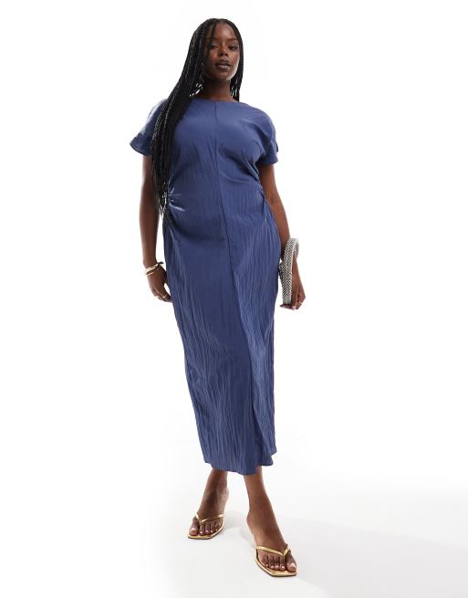 ASOS DESIGN Curve Robe mi longue fendue avec mancherons et decoupes Bleu delave ASOS