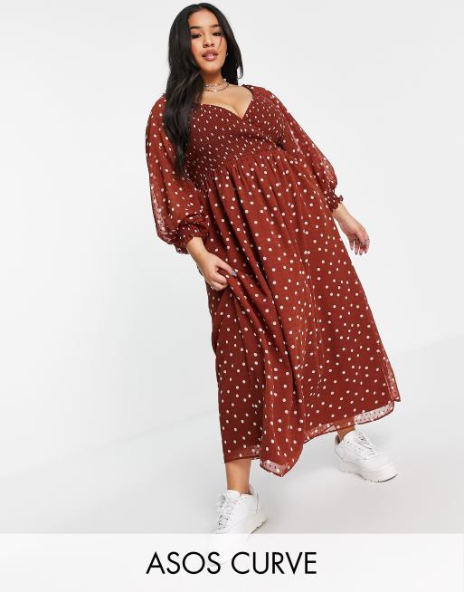 ASOS DESIGN Curve Robe portefeuille longue fronces avec motif