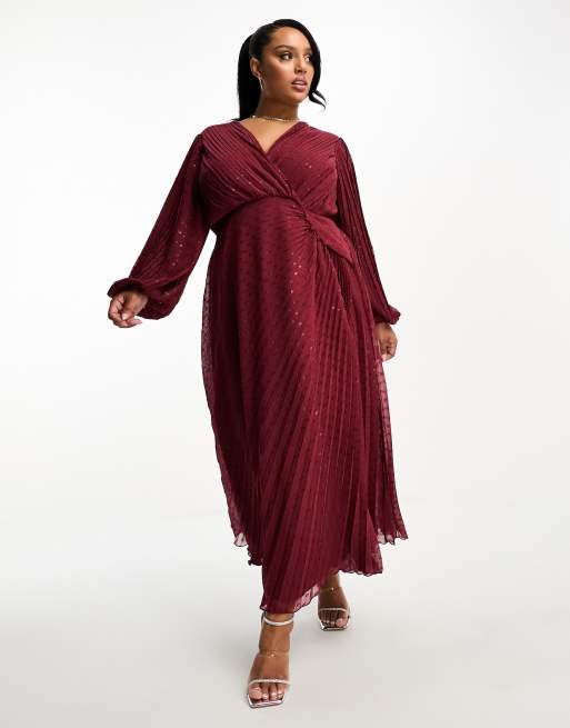 ASOS DESIGN Curve Robe portefeuille longue en mousseline pliss e