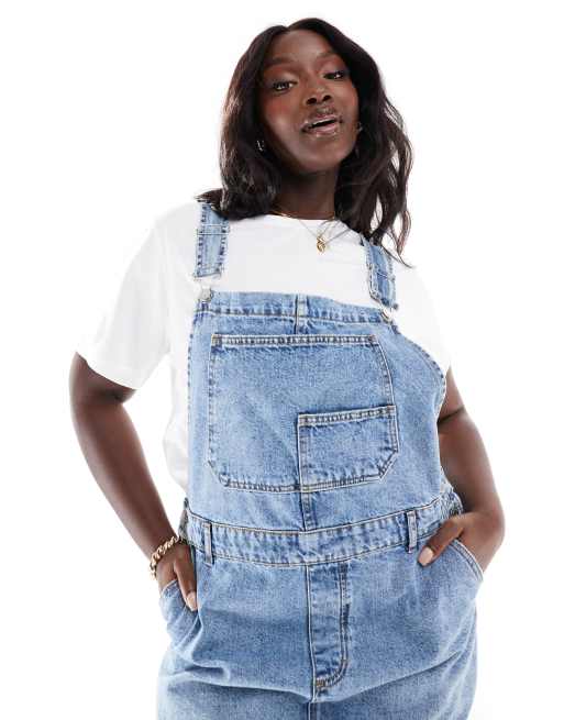 ASOS DESIGN Curve Robe salopette en jean Bleu delave moyen ASOS