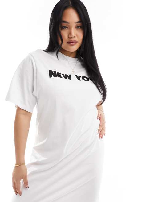 ASOS DESIGN Curve - Robe t-shirt oversize longueur mollet à inscription, 4 de 4