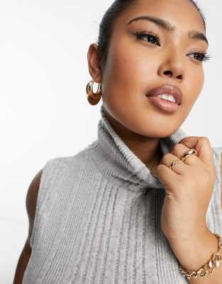 Asos Curve Asos Design Curve Roll Neck Sleeveless Midi Dress In Gray