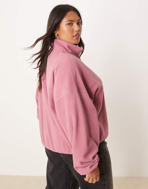 ASOS DESIGN Curve - Rosa polar-fleece med halv lynlås i halsen, 4 af 4