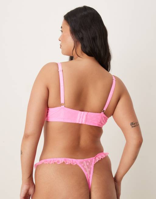 ASOS DESIGN Curve Rosalie lace underwired bra with floral trim in lilac, 2 of 4