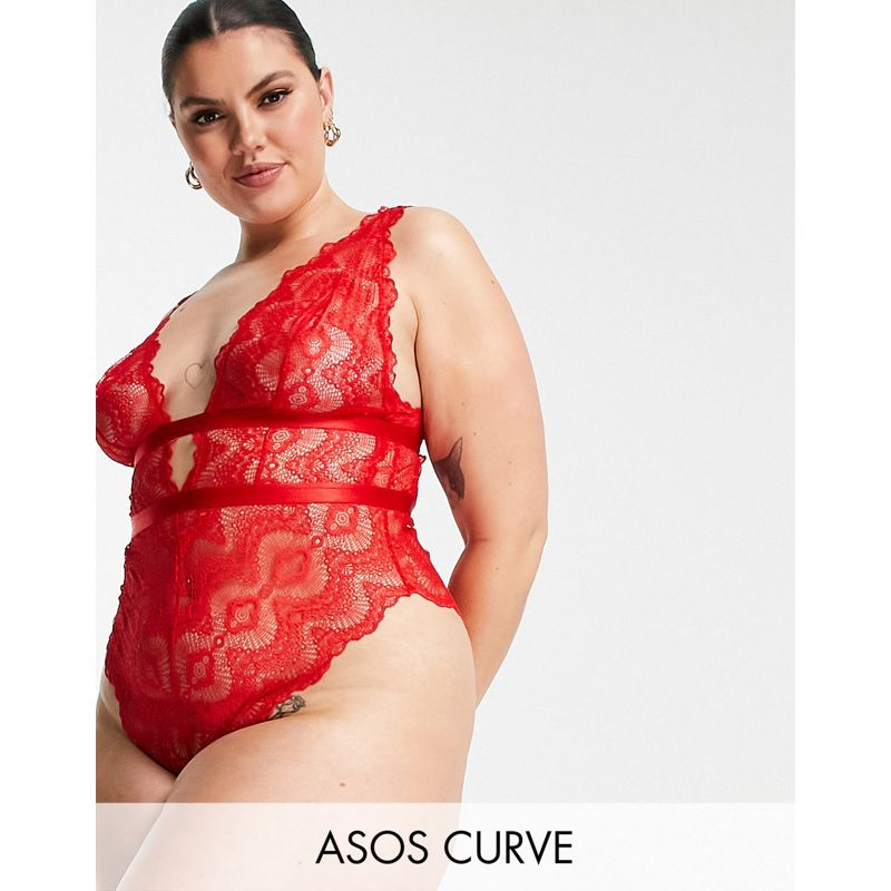 Donna Intimo e abbigliamento notte DESIGN Curve - Rosie - Body morbido in pizzo rosso vivo
