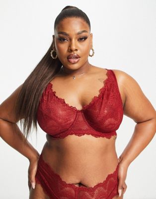 ASOS DESIGN Curve Rosie exclusive underwire bra with high apex in red