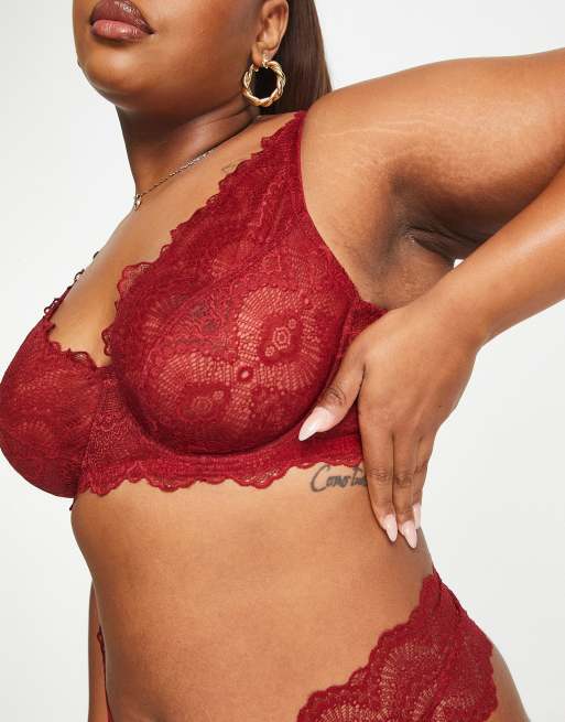 ASOS DESIGN Curve – Rosie – Exklusiver Bügel-BH in Burgunderrot mit hohem Trägeransatz, 2 von 4