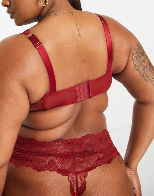 ASOS DESIGN Curve – Rosie – Tanga in Burgunderrot mit breitem Bund, 2 von 4