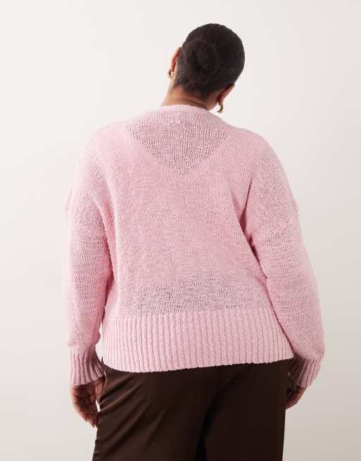 ASOS DESIGN Curve – Różowy kardigan bez zapięcia, 2 z 4