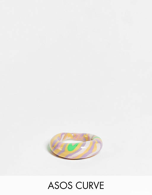 ASOS DESIGN Curve rubber ring in dome shape in multicoloured marble