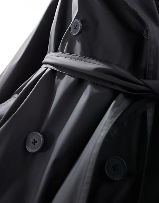 ASOS DESIGN Curve rubberised rain hooded trench coat with ASOS DESIGN Curve rubberised rain hooded trench coat with
