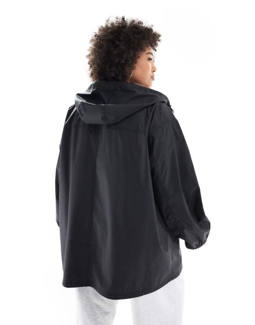 ASOS DESIGN Curve rubberized rain coat in black