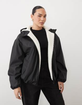 Asos Curve Asos Design Curve Rubberized Shower Resistant Bomber Jacket In Black