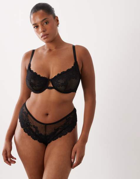 ASOS DESIGN Curve - Ruby - Sort lingerisæt - view 1