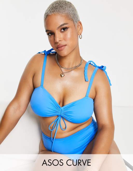 ASOS DESIGN ruched detail swimsuit in blue