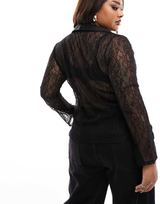 Long sleeve lace outlet shirt plus size