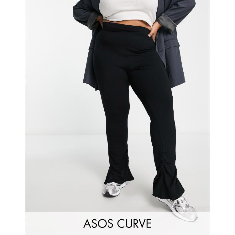 ASOS DESIGN Curve Ruched hem split legging in black