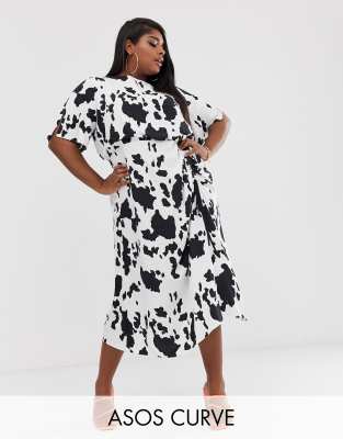 plus size cow print dress