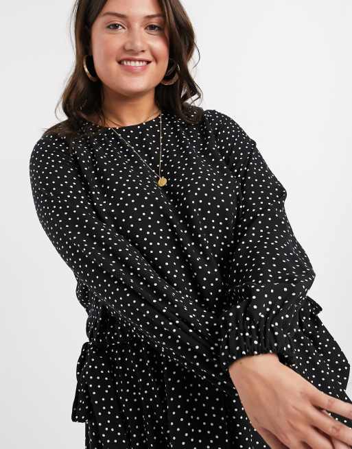 Asos black clearance polka dot dress